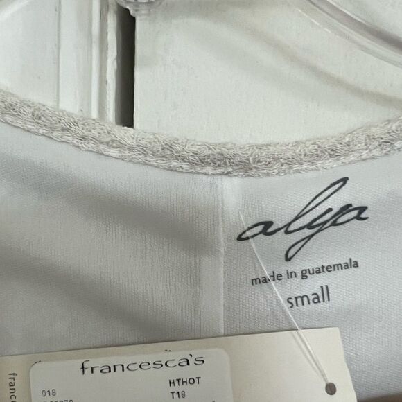 Francesca’s Collections Alya Cream Boho Lace Sleeve Waffle Knit Shift Dress - Picture 7 of 8